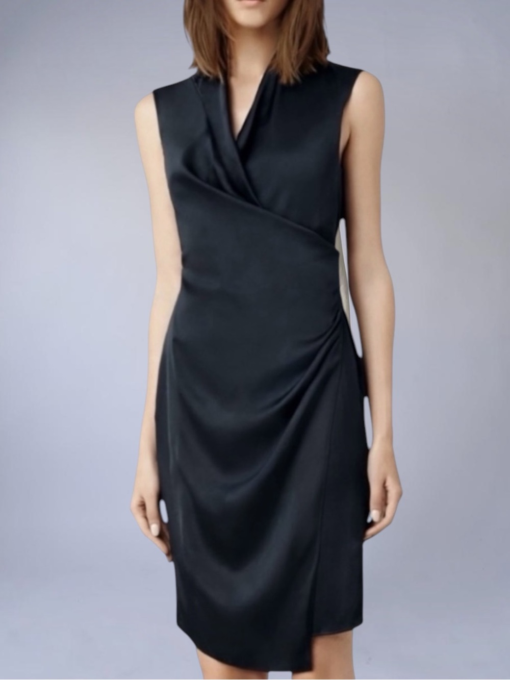 ALLSAINTS ARINA BLACK SATIN WRAP DRESS SIZE 4 - Picture 11 of 13